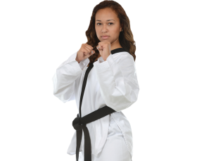 woman in karate stance