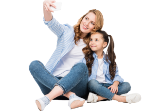 Mother and daughter taking a selfie